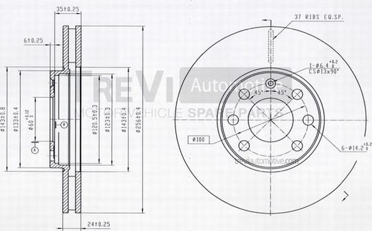 Trevi Automotive BD1122 - Bremžu diski autospares.lv