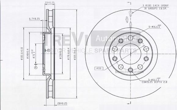 Trevi Automotive BD1176 - Bremžu diski www.autospares.lv