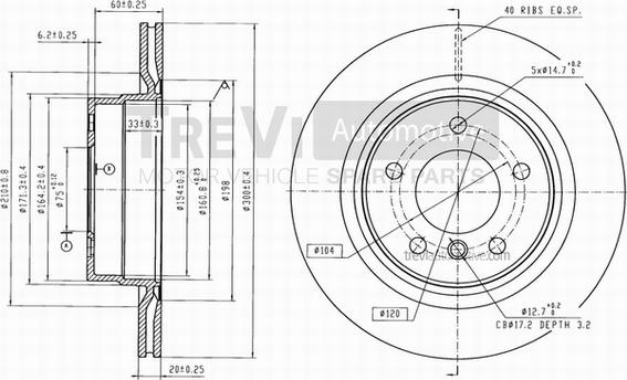 Trevi Automotive BD1204 - Bremžu diski autospares.lv