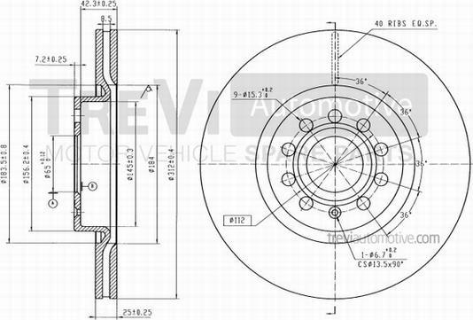 Trevi Automotive BD1203 - Bremžu diski www.autospares.lv