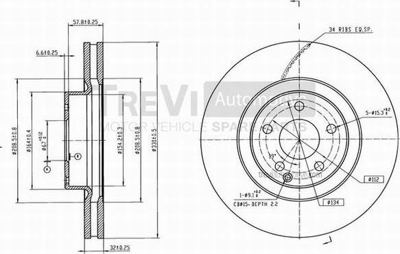 Trevi Automotive BD1207 - Bremžu diski www.autospares.lv