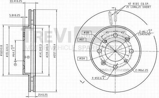 Trevi Automotive BD1221 - Brake Disc www.autospares.lv