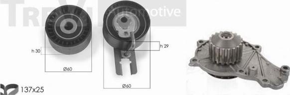 Trevi Automotive KD1010HP - Ūdenssūknis + Zobsiksnas komplekts autospares.lv