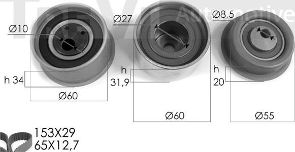 Trevi Automotive KD1035 - Zobsiksnas komplekts autospares.lv