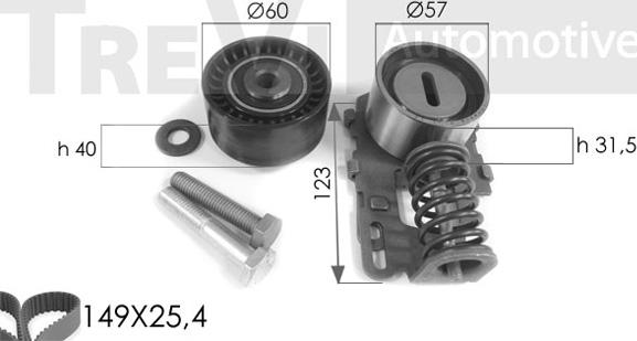 Trevi Automotive KD1022 - Комплект зубчатого ремня ГРМ www.autospares.lv