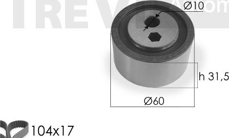 Trevi Automotive KD1075 - Zobsiksnas komplekts www.autospares.lv