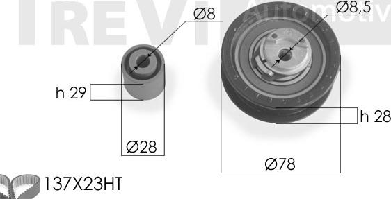 Trevi Automotive KD1174 - Zobsiksnas komplekts www.autospares.lv