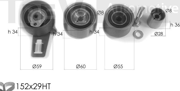 Trevi Automotive KD1304 - Zobsiksnas komplekts www.autospares.lv