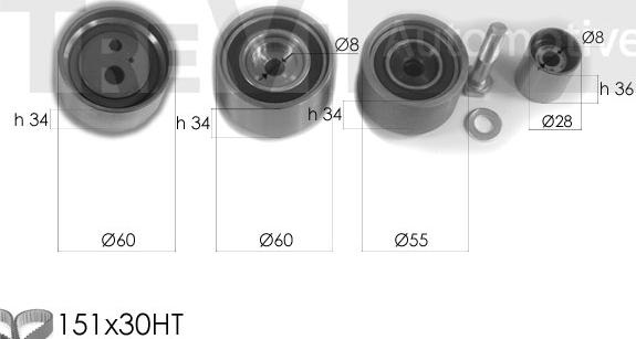 Trevi Automotive KD1305 - Zobsiksnas komplekts www.autospares.lv