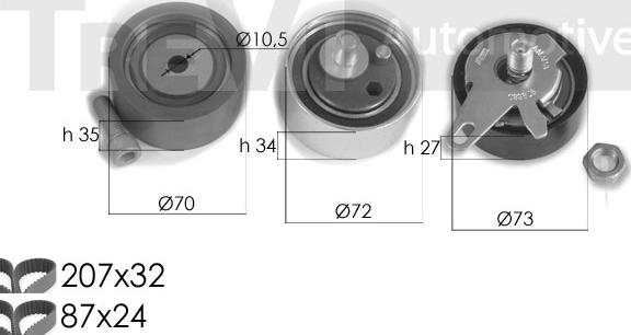 Trevi Automotive KD1294 - Zobsiksnas komplekts autospares.lv