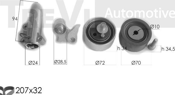 Trevi Automotive KD1298 - Zobsiksnas komplekts www.autospares.lv