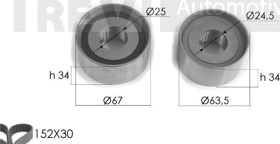 Trevi Automotive KD1216 - Zobsiksnas komplekts autospares.lv