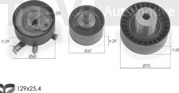 Trevi Automotive KD1280 - Zobsiksnas komplekts www.autospares.lv