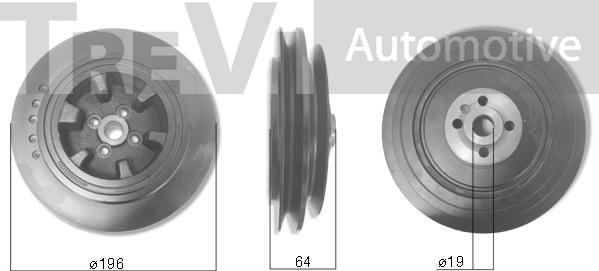 Trevi Automotive PC1282 - Piedziņas skriemelis, Kloķvārpsta www.autospares.lv