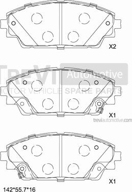 Trevi Automotive PF1490 - Bremžu uzliku kompl., Disku bremzes autospares.lv