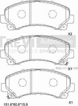 Trevi Automotive PF1449 - Bremžu uzliku kompl., Disku bremzes www.autospares.lv