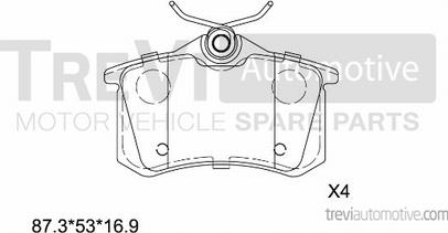 Trevi Automotive PF1440 - Bremžu uzliku kompl., Disku bremzes autospares.lv