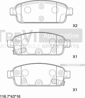 Trevi Automotive PF1443 - Brake Pad Set, disc brake www.autospares.lv