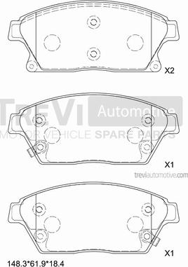 Trevi Automotive PF1442 - Bremžu uzliku kompl., Disku bremzes autospares.lv