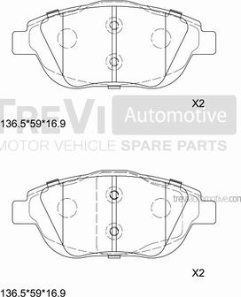 Trevi Automotive PF1447 - Bremžu uzliku kompl., Disku bremzes autospares.lv