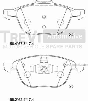 Trevi Automotive PF1452 - Bremžu uzliku kompl., Disku bremzes autospares.lv