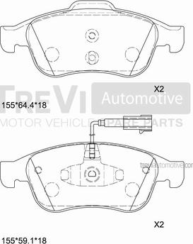 Trevi Automotive PF1457 - Bremžu uzliku kompl., Disku bremzes autospares.lv