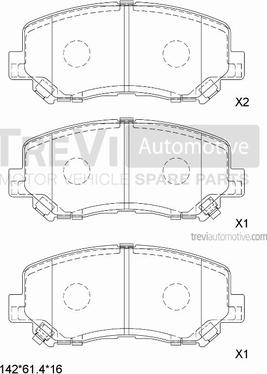 Trevi Automotive PF1466 - Тормозные колодки, дисковые, комплект www.autospares.lv