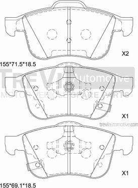 Trevi Automotive PF1460 - Bremžu uzliku kompl., Disku bremzes www.autospares.lv