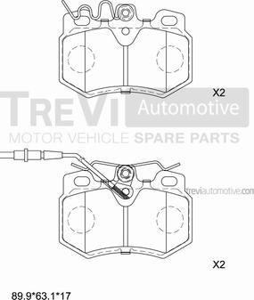 Trevi Automotive PF1462 - Тормозные колодки, дисковые, комплект www.autospares.lv