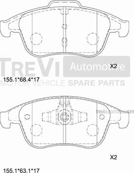 Trevi Automotive PF1404 - Bremžu uzliku kompl., Disku bremzes autospares.lv