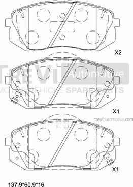 Trevi Automotive PF1415 - Тормозные колодки, дисковые, комплект www.autospares.lv