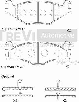 Trevi Automotive PF1411 - Brake Pad Set, disc brake www.autospares.lv