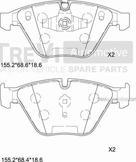 Trevi Automotive PF1413 - Brake Pad Set, disc brake www.autospares.lv