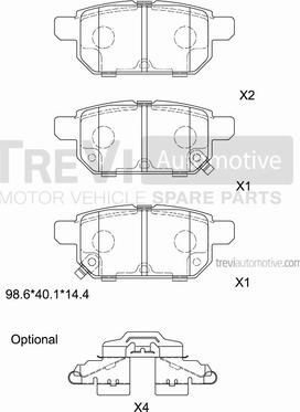 Trevi Automotive PF1486 - Brake Pad Set, disc brake www.autospares.lv