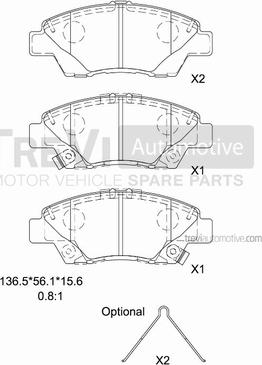 Trevi Automotive PF1480 - Bremžu uzliku kompl., Disku bremzes autospares.lv