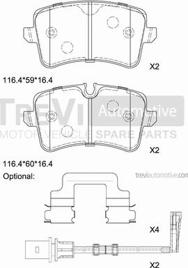 Trevi Automotive PF1481 - Bremžu uzliku kompl., Disku bremzes www.autospares.lv