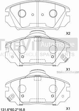 Trevi Automotive PF1436 - Bremžu uzliku kompl., Disku bremzes autospares.lv