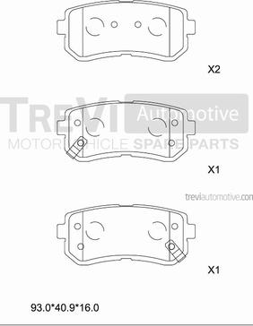 Trevi Automotive PF1430 - Bremžu uzliku kompl., Disku bremzes www.autospares.lv