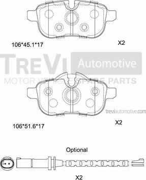 Trevi Automotive PF1478 - Bremžu uzliku kompl., Disku bremzes www.autospares.lv