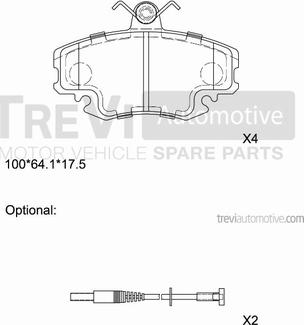 Trevi Automotive PF1590 - Brake Pad Set, disc brake www.autospares.lv