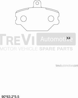 Trevi Automotive PF1541 - Тормозные колодки, дисковые, комплект www.autospares.lv