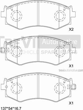 Trevi Automotive PF1554 - Bremžu uzliku kompl., Disku bremzes www.autospares.lv