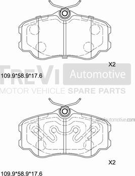 Trevi Automotive PF1553 - Bremžu uzliku kompl., Disku bremzes autospares.lv