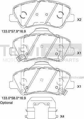 Trevi Automotive PF1506 - Bremžu uzliku kompl., Disku bremzes autospares.lv