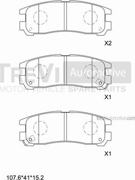 Trevi Automotive PF1584 - Bremžu uzliku kompl., Disku bremzes www.autospares.lv