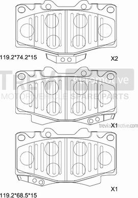 Trevi Automotive PF1582 - Brake Pad Set, disc brake www.autospares.lv