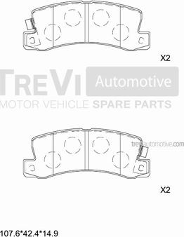 Trevi Automotive PF1524 - Brake Pad Set, disc brake www.autospares.lv