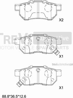 Trevi Automotive PF1579 - Bremžu uzliku kompl., Disku bremzes www.autospares.lv