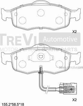 Trevi Automotive PF1576 - Bremžu uzliku kompl., Disku bremzes autospares.lv