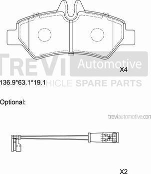 Trevi Automotive PF1646 - Bremžu uzliku kompl., Disku bremzes www.autospares.lv